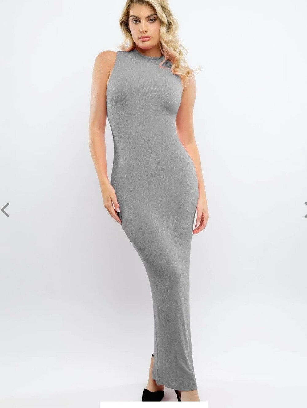 Popilush Shapewear Modal Sleeveless Mock Neck Slimming Maxi Dress - S